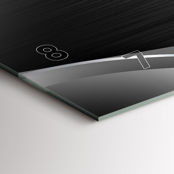 Horizontální skleněné hodiny na stěnu Černé a stříbrné linie