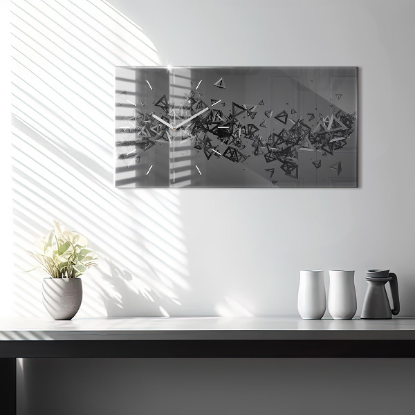 Horizontální skleněné hodiny na stěnu Abstrakce