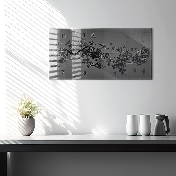 Horizontální skleněné hodiny na stěnu Abstrakce