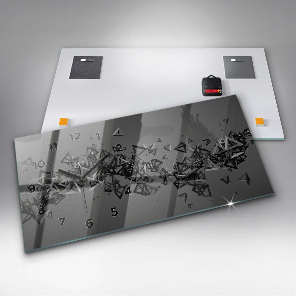 Horizontální skleněné hodiny na stěnu Abstrakce