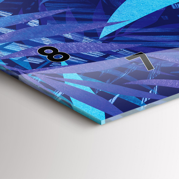 Horizontální skleněné hodiny na stěnu Modré listy