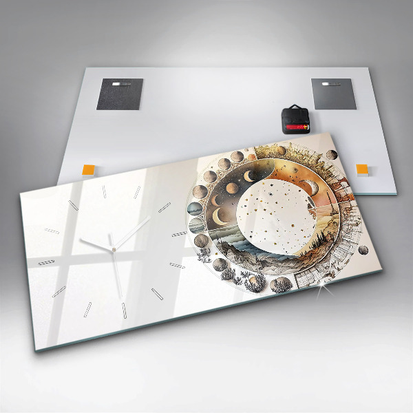 Horizontální skleněné hodiny na stěnu Hodiny astronomie