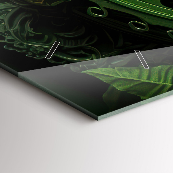 Horizontální skleněné hodiny na stěnu Zelený mechanismus