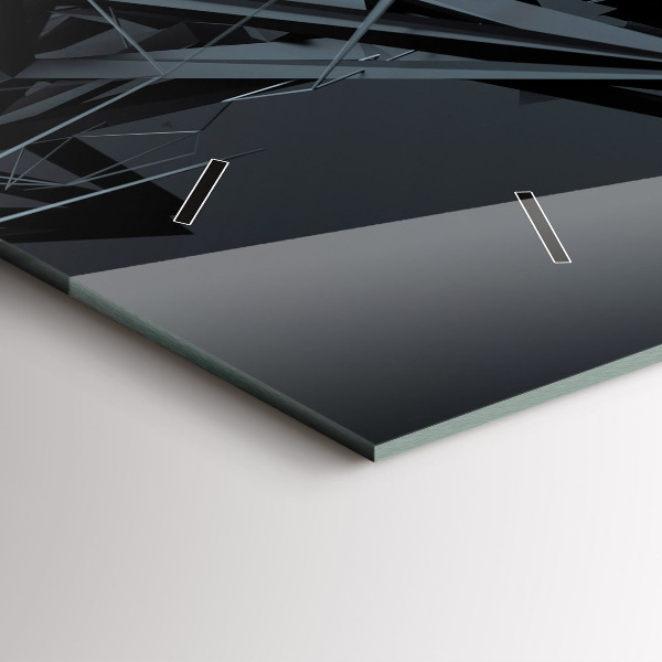 Horizontální skleněné hodiny na stěnu Černá abstrakce