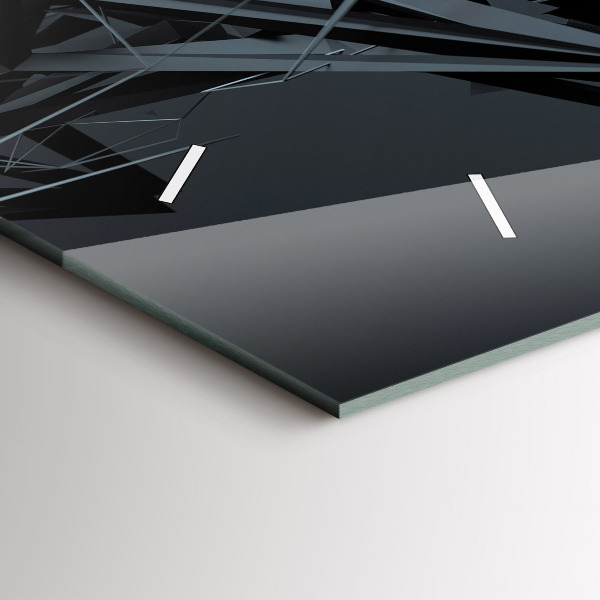 Horizontální skleněné hodiny na stěnu Černá abstrakce