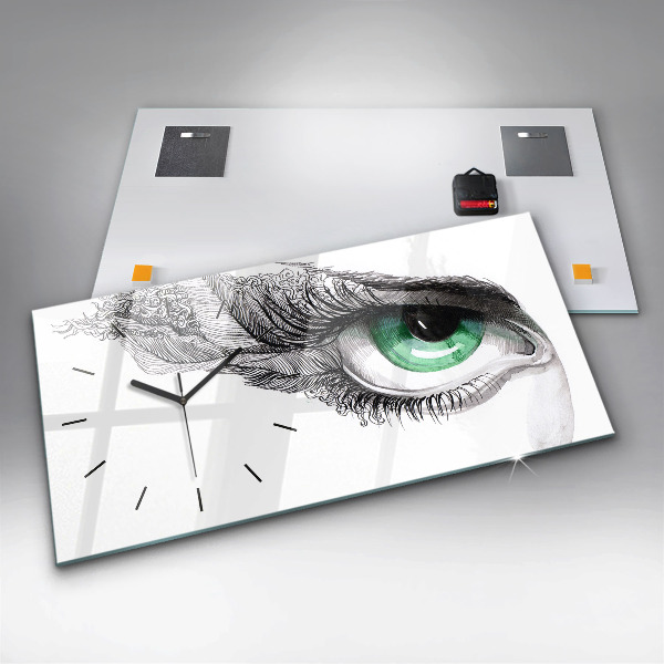 Horizontální hodiny na skle Abstraktní lidské oko
