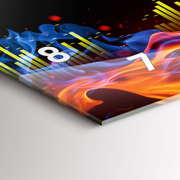 Horizontální hodiny na skle Sluchátka a zvukové vlny