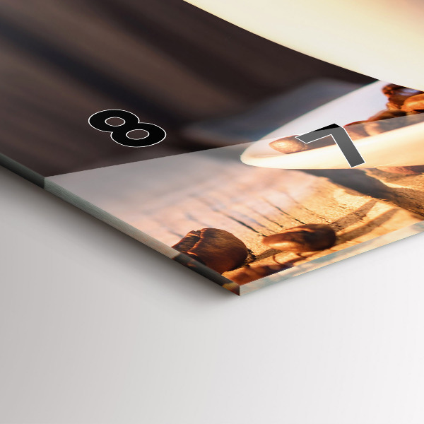 Horizontální hodiny na skle Šálek kávy