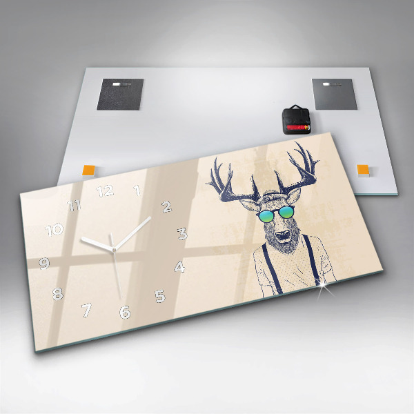 Horizontální hodiny na skle Abstraktní jelen
