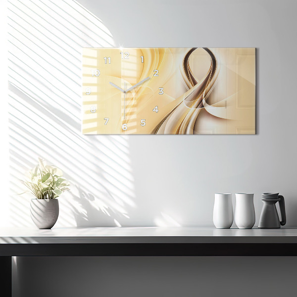 Horizontální hodiny na skle Vlny abstraktní