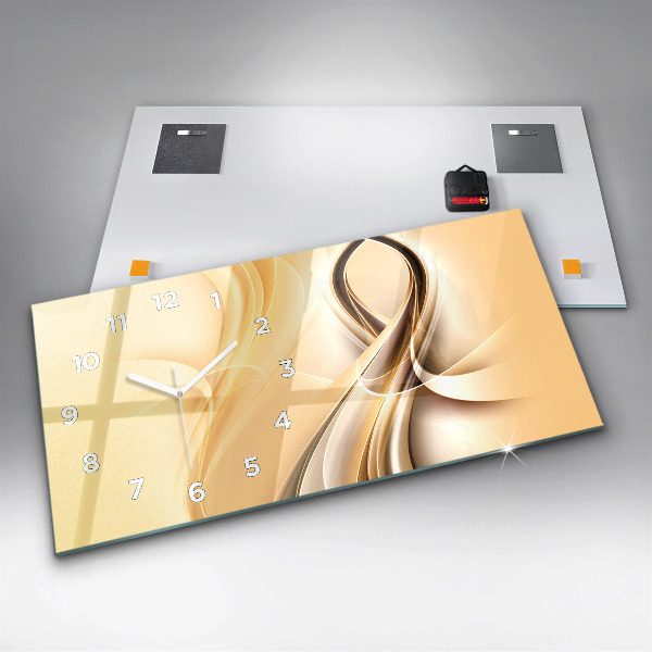 Horizontální hodiny na skle Vlny abstraktní