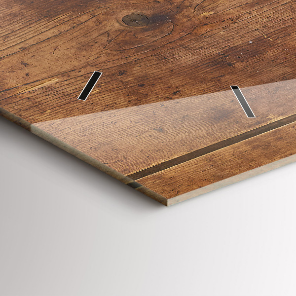 Horizontální hodiny na skle Rustikální dřevo