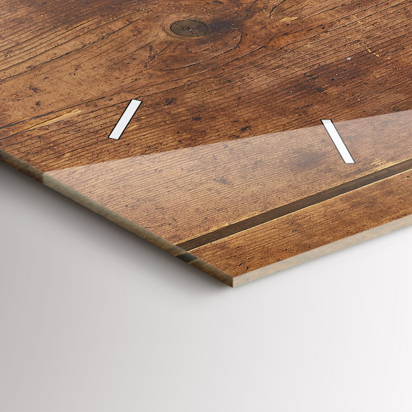 Horizontální hodiny na skle Rustikální dřevo