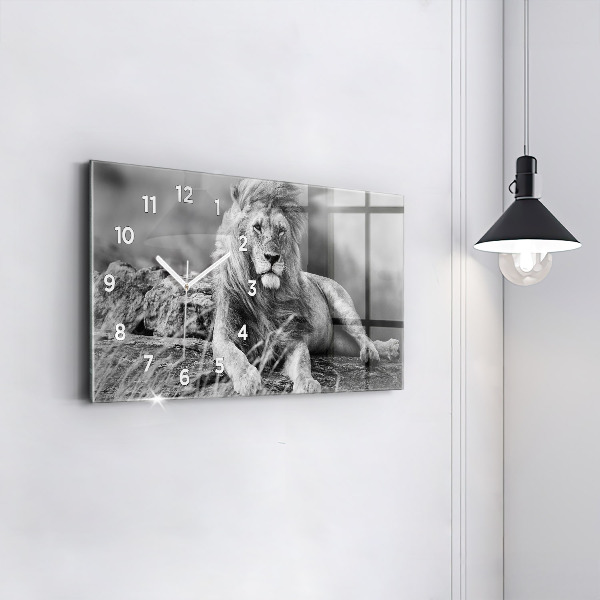 Horizontální hodiny na skle Abstraktní - Lev