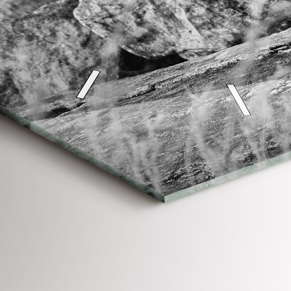 Horizontální hodiny na skle Abstraktní - Lev