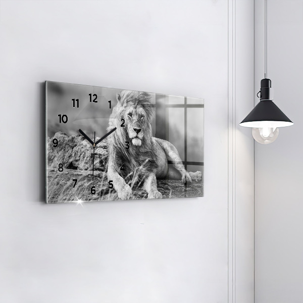 Horizontální hodiny na skle Abstraktní - Lev