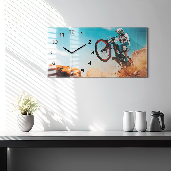 Horizontální skleněné hodiny na stěnu Kaskadér a adrenalin