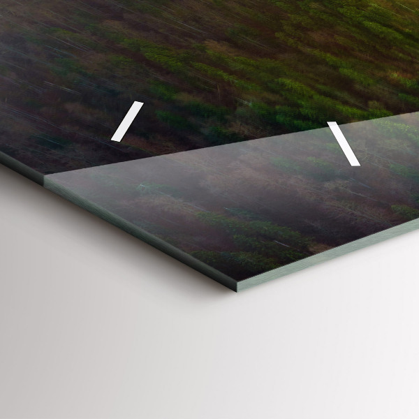 Horizontální skleněné hodiny na stěnu Západ slunce nad horami