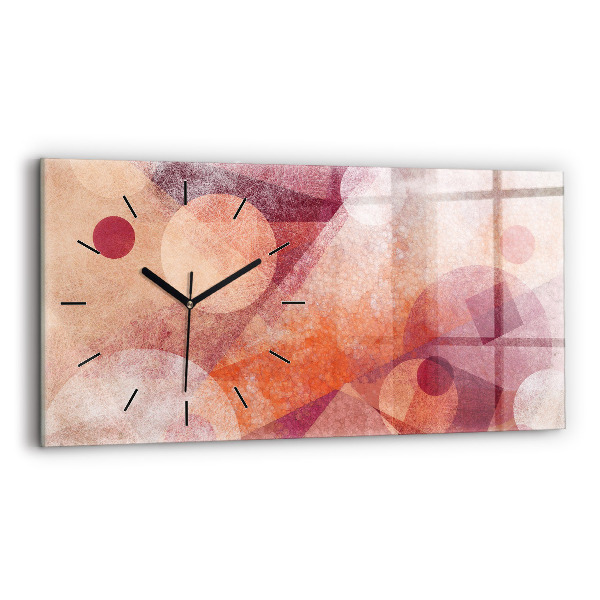 Horizontální skleněné hodiny na stěnu Geometrická abstrakce