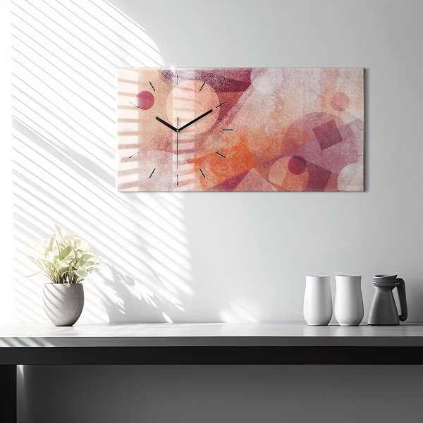 Horizontální skleněné hodiny na stěnu Geometrická abstrakce