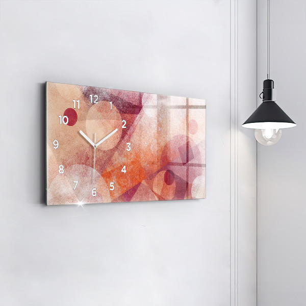 Horizontální skleněné hodiny na stěnu Geometrická abstrakce