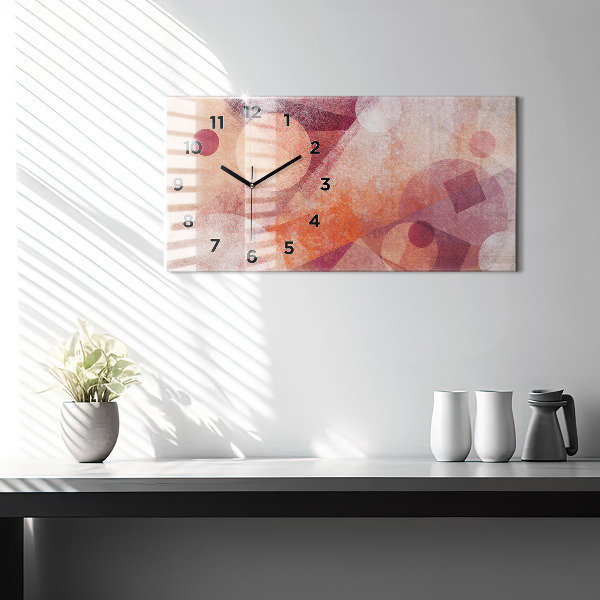 Horizontální skleněné hodiny na stěnu Geometrická abstrakce