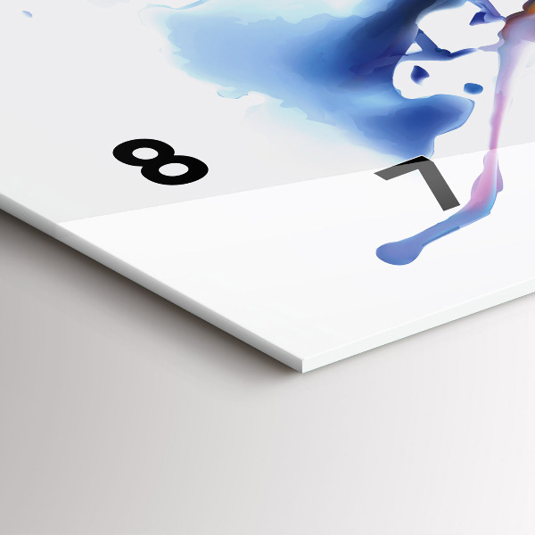 Horizontální skleněné hodiny na stěnu Lev akvarel