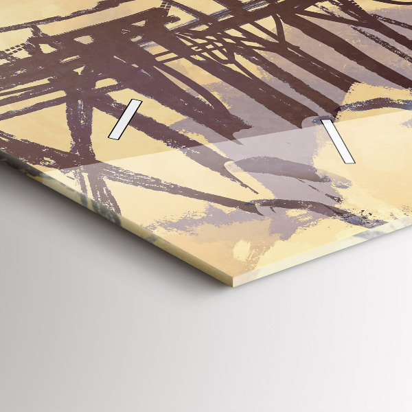 Horizontální skleněné hodiny na stěnu Muž na starém mostě