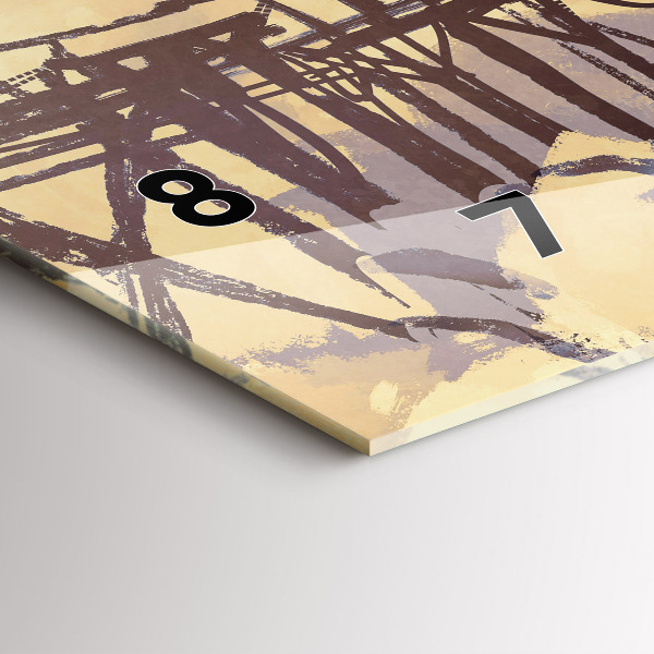 Horizontální skleněné hodiny na stěnu Muž na starém mostě