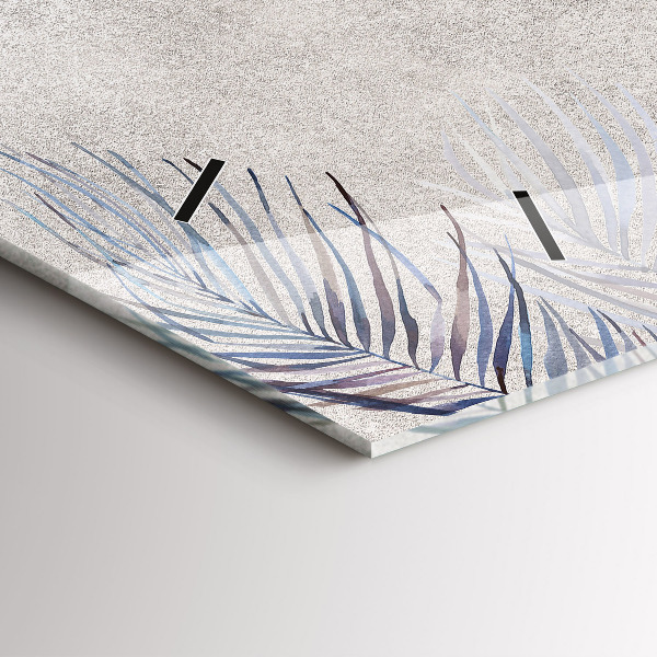 Horizontální skleněné hodiny na stěnu Palmový list