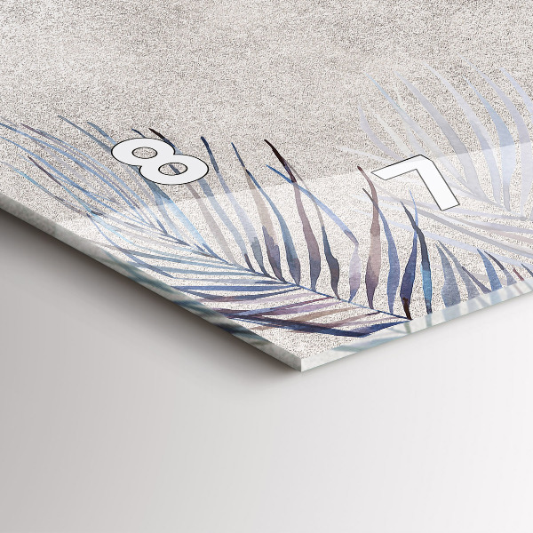 Horizontální skleněné hodiny na stěnu Palmový list