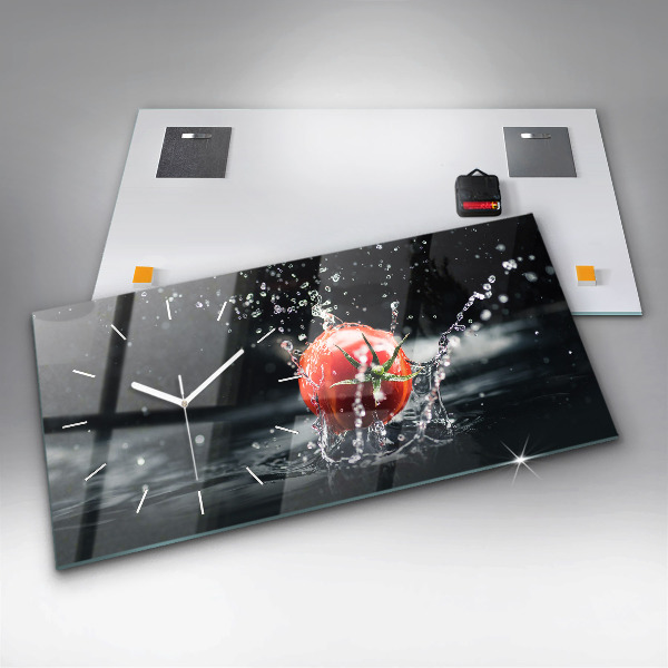 Horizontální skleněné hodiny na stěnu Rajče