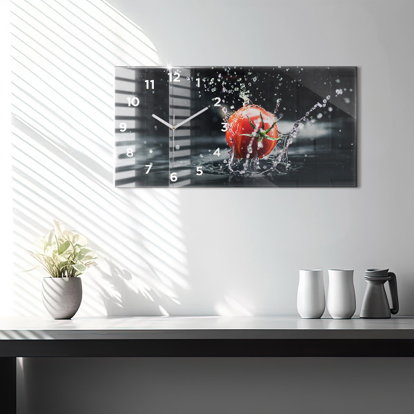 Horizontální skleněné hodiny na stěnu Rajče