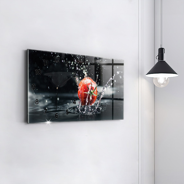 Horizontální skleněné hodiny na stěnu Rajče