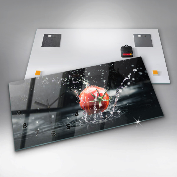 Horizontální skleněné hodiny na stěnu Rajče