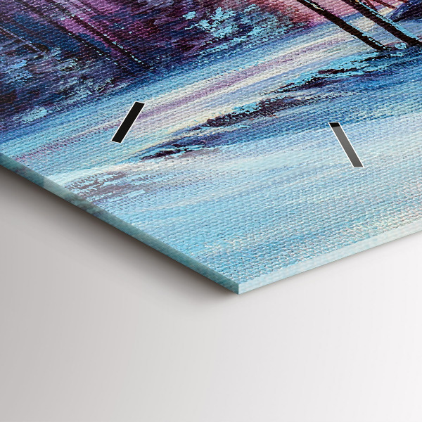 Horizontální skleněné hodiny na stěnu Vánoční stromek a most