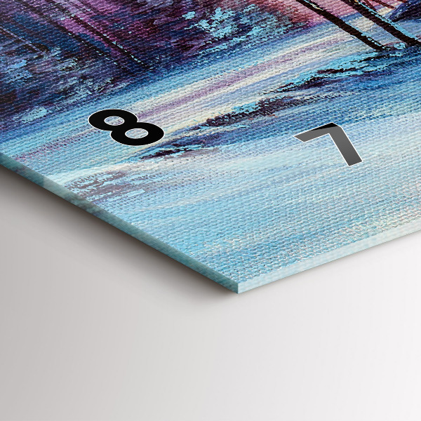 Horizontální skleněné hodiny na stěnu Vánoční stromek a most