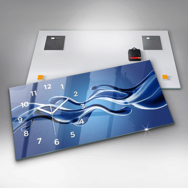 Horizontální skleněné hodiny na stěnu Tekutá abstrakce
