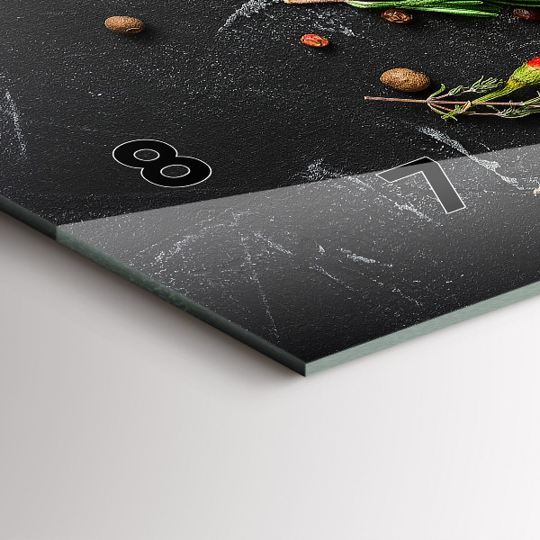 Horizontální skleněné hodiny na stěnu Koření na pultu