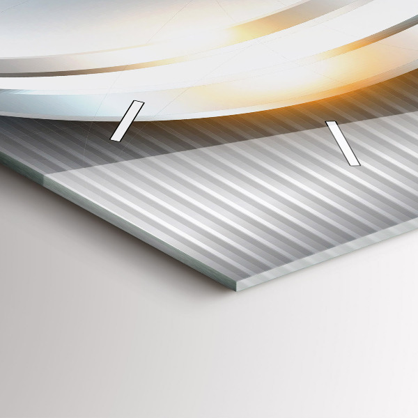 Horizontální skleněné hodiny na stěnu Kovová abstrakce