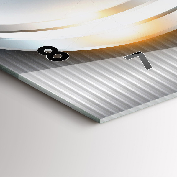 Horizontální skleněné hodiny na stěnu Kovová abstrakce