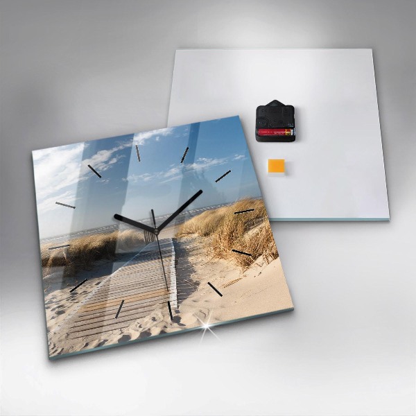 Skleněné hodiny čtvercové Pohled na pláž