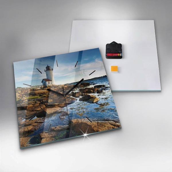 Skleněné hodiny čtvercové Maják Annisquam