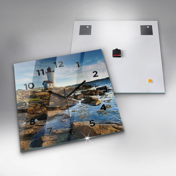 Skleněné hodiny čtvercové Maják Annisquam