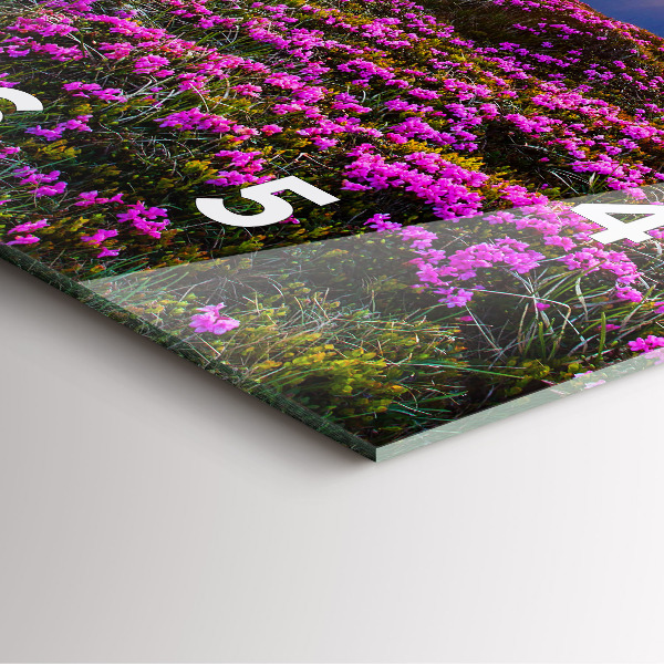 Skleněné hodiny čtvercové Východ slunce a květiny