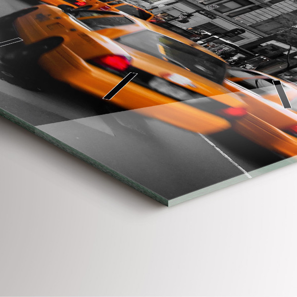 Skleněné hodiny čtvercové Manhattan a taxíky