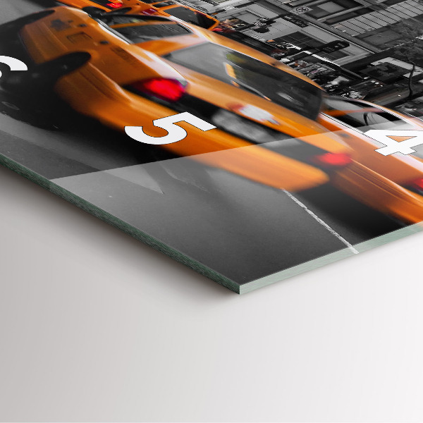 Skleněné hodiny čtvercové Manhattan a taxíky