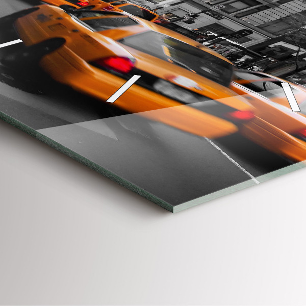 Skleněné hodiny čtvercové Manhattan a taxíky