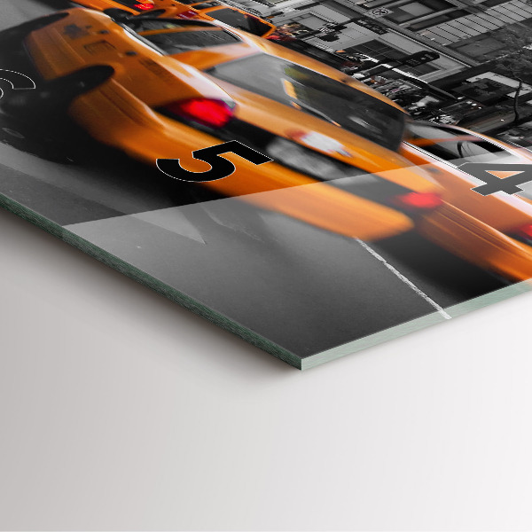 Skleněné hodiny čtvercové Manhattan a taxíky