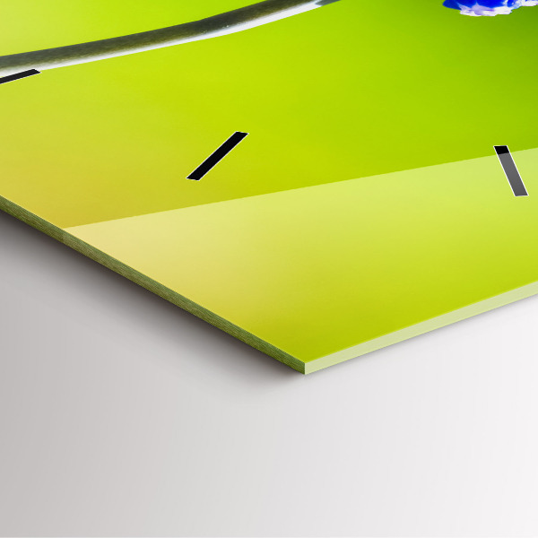 Skleněné hodiny čtvercové Modré květiny